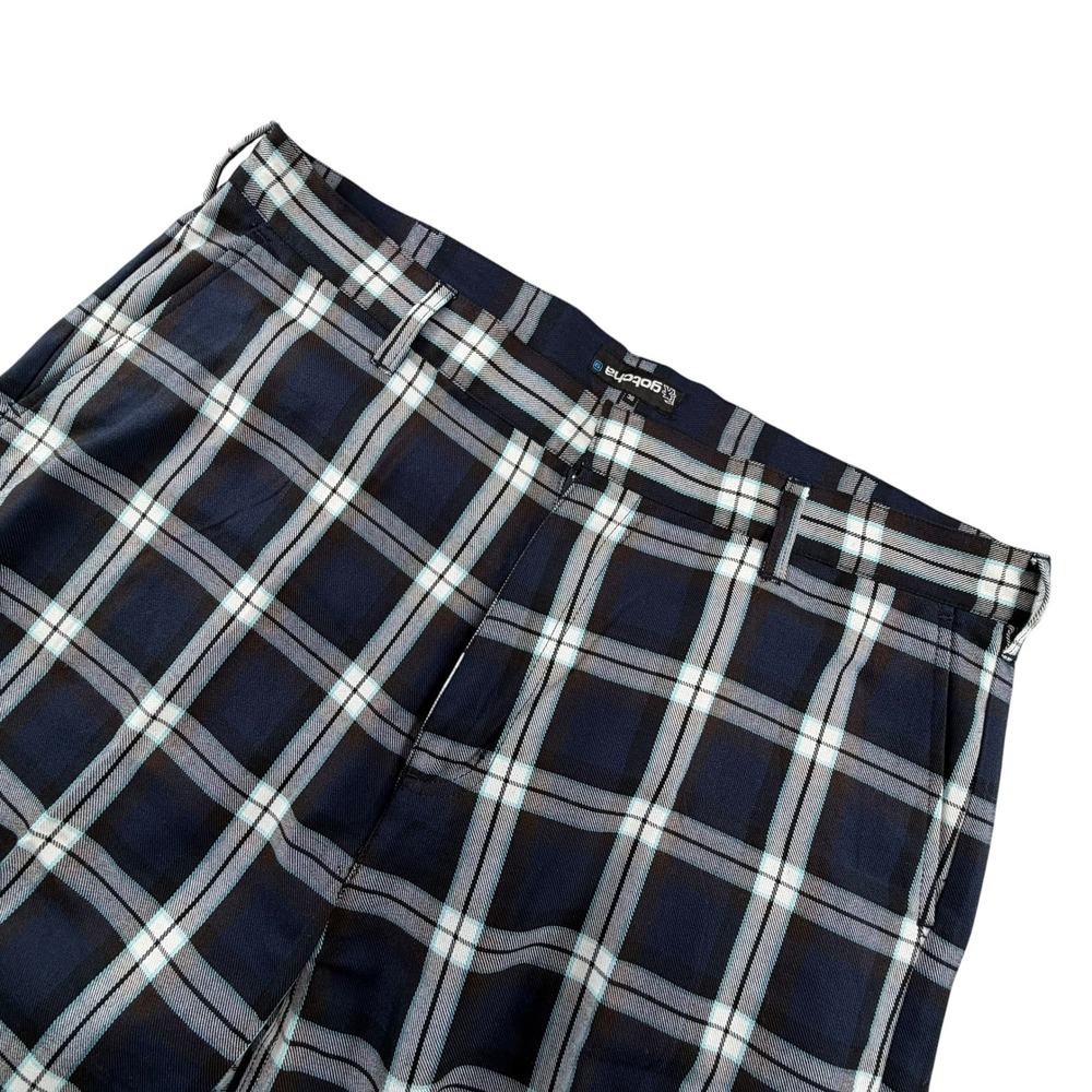Gotcha Shorts Mens 36 Navy Blue White Plaid Check Flat Front Casual Golf